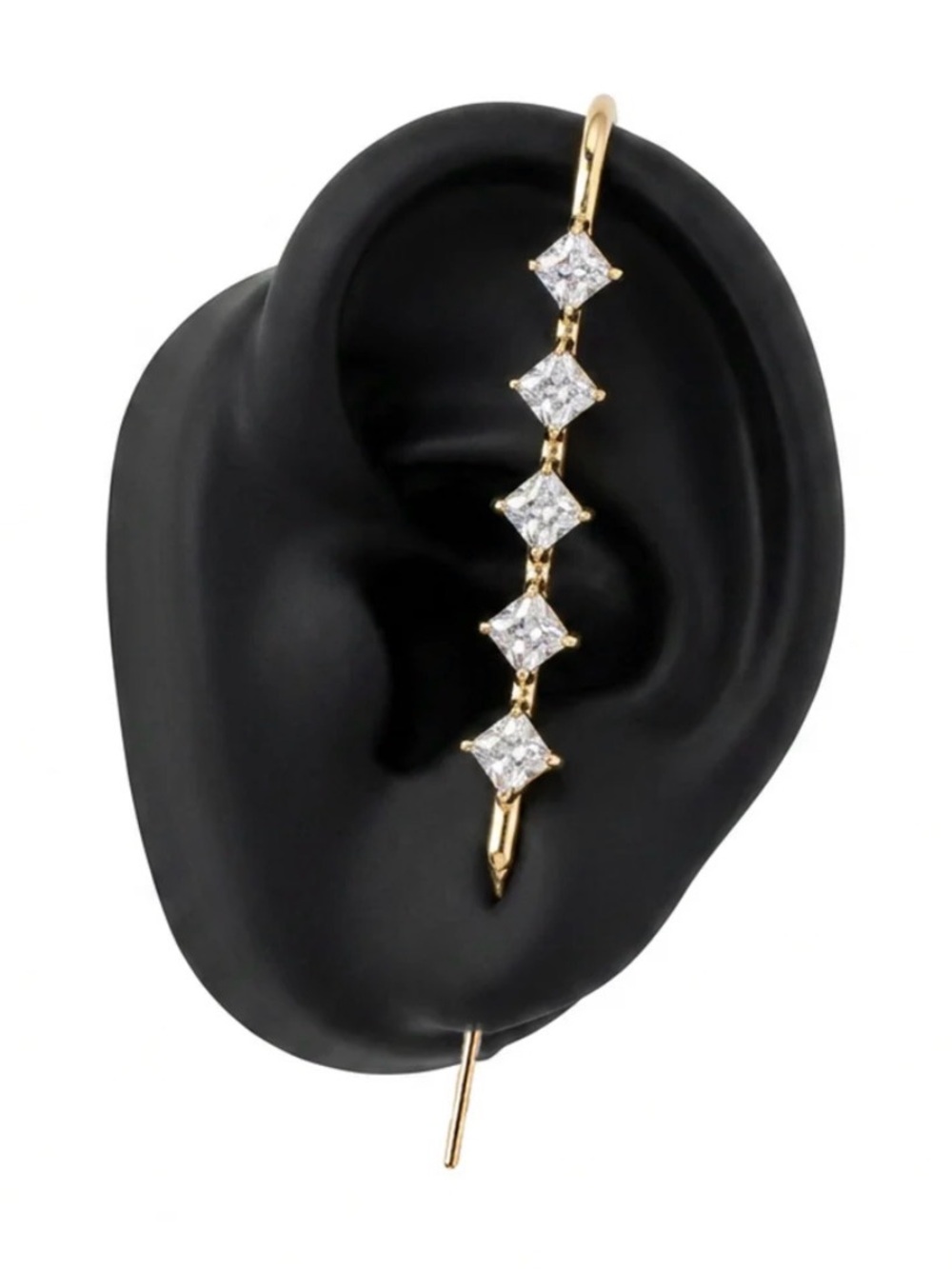 Gold Crystal Linear Drop Earring